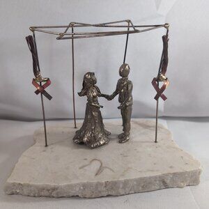 Gary Rosenthal Under The Chuppah Jewish Wedding Sculpture Stone Metal SIGNED 03